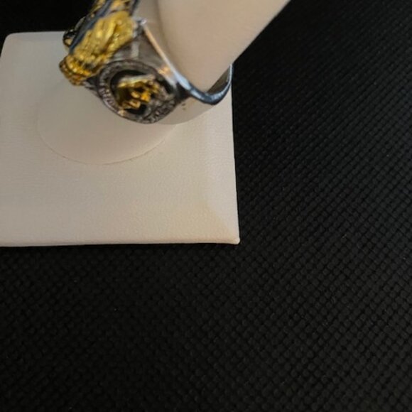 Men's Size 9 Ring with Gold and Turquoise Native American with Eagle - Picture 2 of 6